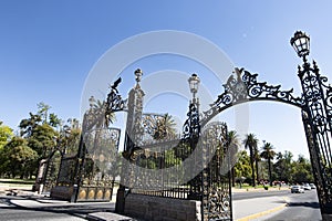 Mendoza Argentina-Wrought iron gate purchased in Scotland and Condor from the General San Martin Park, Plaza de la photo