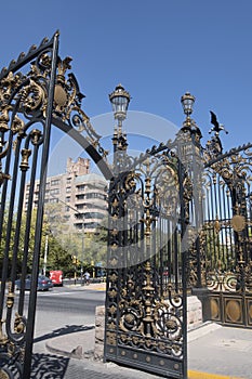 Mendoza Argentina Wrought iron gate purchased in Scotland and Condor from the General San Martin Park, Plaza de la photo