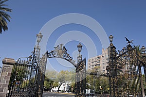 Mendoza Argentina-Wrought iron gate purchased in Scotland and Condor from the General San Martin Park, Plaza de la photo