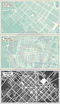 Mendoza, La Plata and Mar del Plata Argentina City Map Set