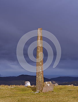 Menhir of Eteneta. Menhir and cromlech of Eteneta, mount Adarra, Euskadi