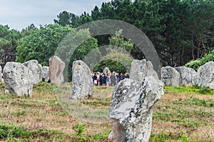 Menhir fields in Carnac in the morbihan of brittany, France