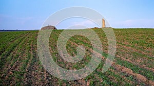 Menhir in spain at the fall of the sun