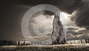 Menhir A stone man near village Klobuky in the Czech Republic