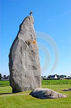 Menhir view, brittany, france