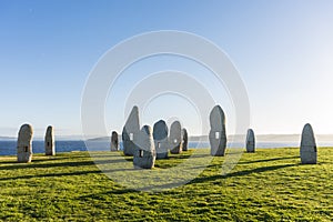 Menhirs park in A Coruna, Galicia, Spain