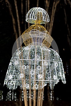 Menina. Menina de luz decorating the streets of the city of Madrid at Christmas time.