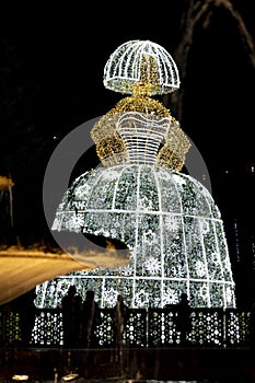 Menina. Menina de luz decorating the streets of the city of Madrid at Christmas time.