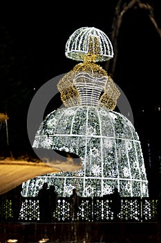 Menina. Menina de luz decorating the streets of the city of Madrid at Christmas time.