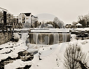 Menomonee Falls Waterfall B&W