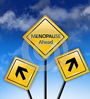 Menopause ahead text on road sign