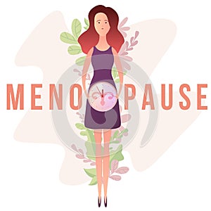 Menopause in the form of woman with a clock