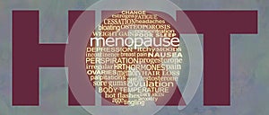 Menopause and HRT word bubble campaign background banner photo