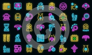 Menopause icons set vector neon