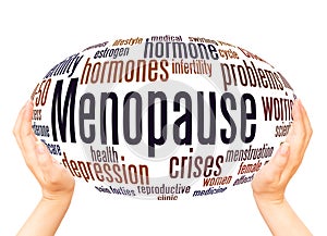 Menopause word cloud hand sphere concept