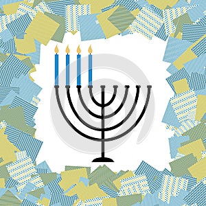 Menorah with five lit candles