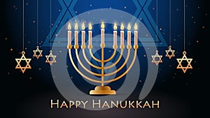 menorah icon happy hanukkah judaism religious holidays hebrew celebration banner candelabrum with candles horizontal