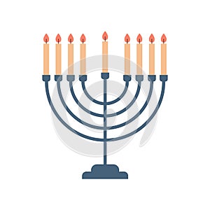 Menorah icon happy hanukkah judaism religious holidays hebrew celebration concept candelabrum with candles