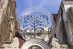 Menorah over entrance