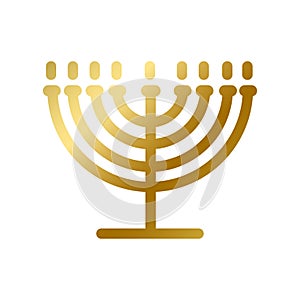 Menorah symbol isolated gold judaism religion sign