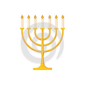 Menorah vector icon hanukkah menora jewish symbol isolated logo. Hanuka icon candlestick photo