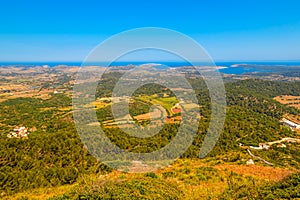 Menorca island landscape with Mediterranean sea coastline in the