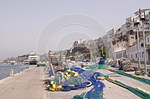 Menorca Mahon port fishing boat