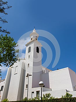 Menorca Sant Lluis white mediterranean church in Balearic