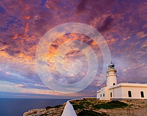 Menorca sunset at Faro de Caballeria Lighthouse photo