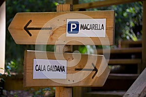 Menorca track sign to go Macarella or Cala Galdana photo