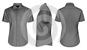 Mens black short sleeve shirts with open collar