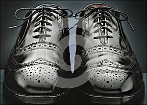 Mens black wingtip shoes photo