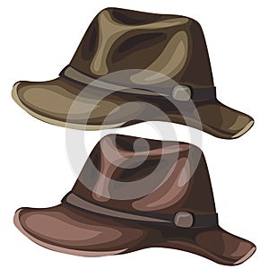 Mens classic hat on white background. Vector
