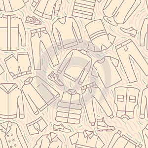 Mens clothes collection icons pattern