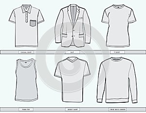 Mens clothing templates.