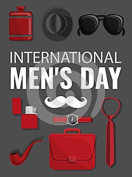 Mens day concept background, cartoon style