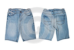 Mens denim shorts front and back view