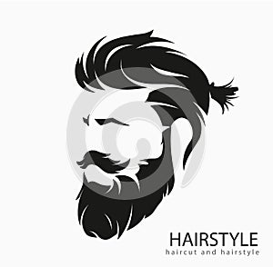 Mens hairstyle with a beard and mustache