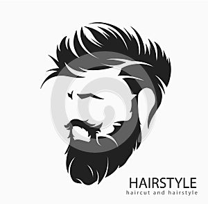 Mens hairstyle with a beard and mustache