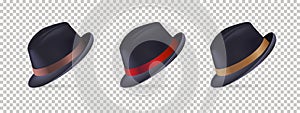 Mens hat vector illustration in different colors
