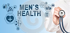 Mens Health banner, medical and health care concept on screen