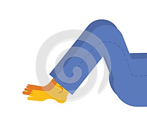 Mens legs in jeans. Man is rest. Vector illustration