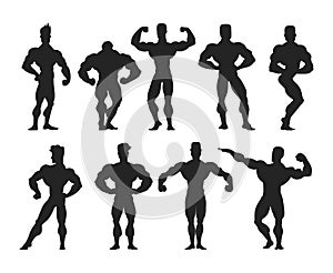 Mens physics bodybuilders vector illustration.