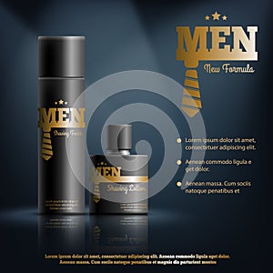 Mens Shaving Cosmetics Realistic Composition