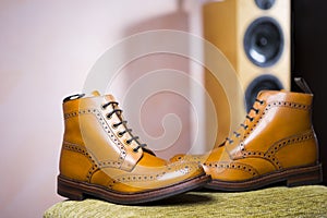 Mens Tanned Semi-Brogue