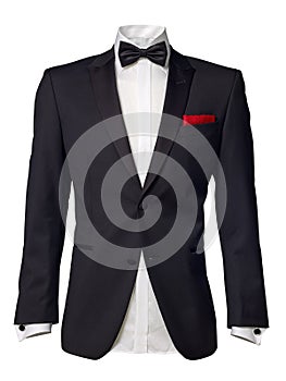 Mens tuxedo jacket isolated on white photo
