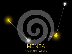 Mensa constellation. Bright yellow stars in the night sky. A cluster of stars in deep space, the universe. Vector illustration photo