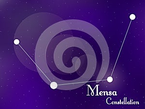 Mensa constellation. Starry night sky. Cluster of stars, galaxy. Deep space. Vector illustration photo