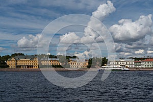 The Menshikov Palace is a Petrine Baroque edifice, situated on Universitetskaya Embankment of the Bolshaya Neva. Saint Petersburg