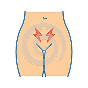 Menstrual cramps and pain color icon